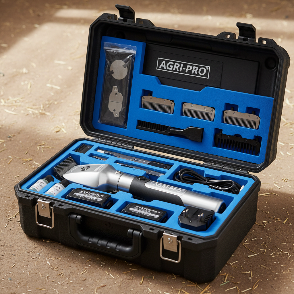 High-end livestock clipper kit in a rugged black hardshell carrying case