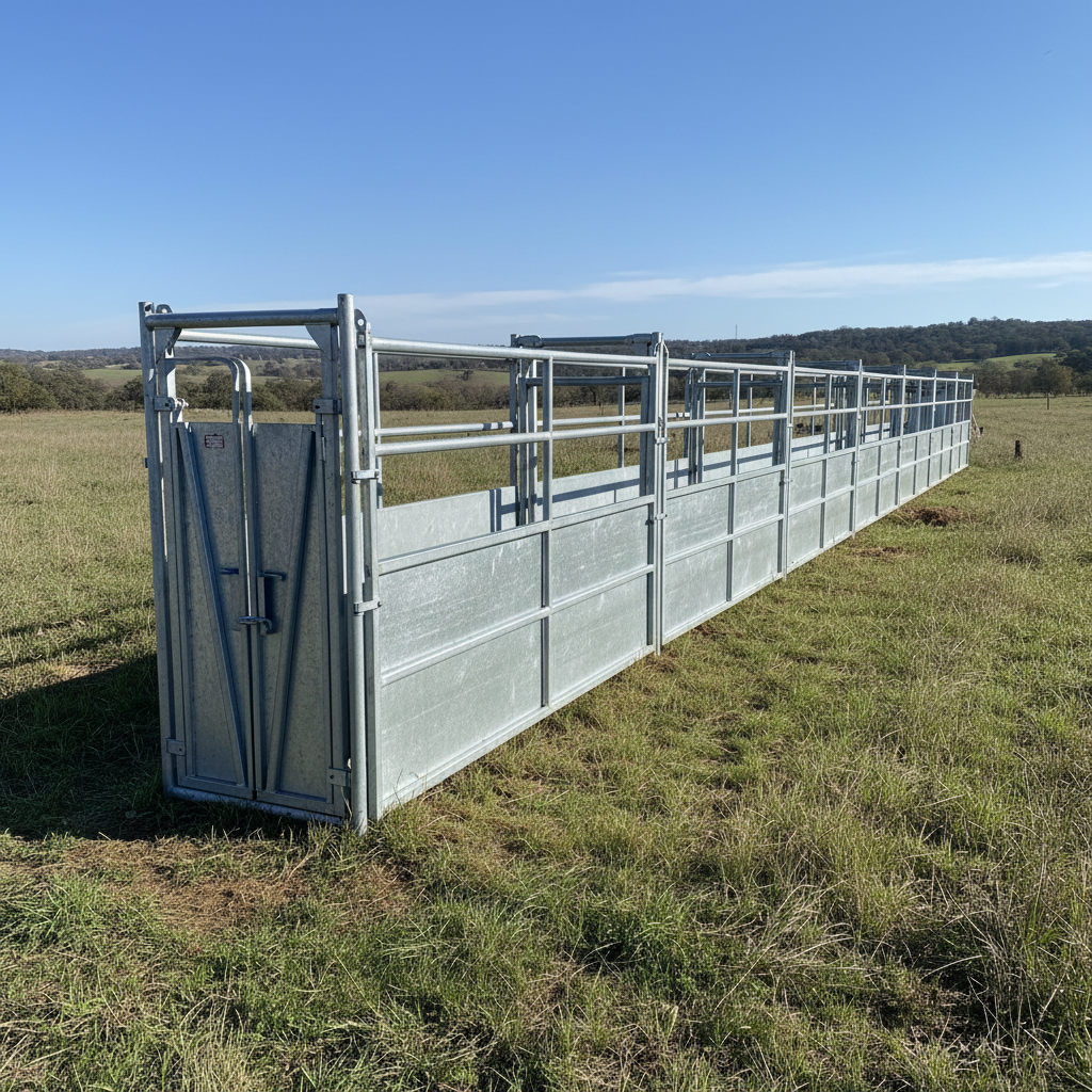 Long narrow galvanized steel chute set up on a grassy field